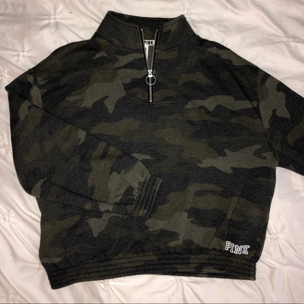 PINK Camo Cropped Half-Zip